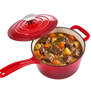 Hawsaiy 2 QT Cast Iron Sauce Pan with Lid, Enameled Cast Iron Saucepan with Solid Stainless Steel Knob, Even Heating & Self-Basting, Oven Safe up to 500℉, Compatible with All Stovetops