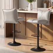 Hawsaiy Bar Stools Set of 2/3/4, Adjustable Swivel Bar Chairs with Thick Padded Seat, Faux Leather Upholstered Counter Height Bar Stools with Storage Pocket for Kitchen Island
