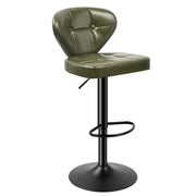 Nalupatio Bar Stools,PU Leather Adjustable Swivel Barstools Kitchen Counter Height Bar Stools, Hydraulic for Kitchen Counter Height, Square Island Backed Bar Stools,Black,Set of 2