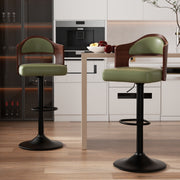 Nalupatio PU Leather Upholstered Barstools with Wooden Backrest Set of 2/4