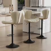 Nalupatio Modern Bar Stools Set of 2 Faux Leather Upholstered Swivel Barstools,Black