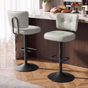 Hawsaiy Vintage Bar Stools Set of 2, Adjustable Swivel Counter Height Barstools, Tufted Faux Leather Kitchen Island Chairs with Footrest