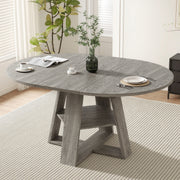 Hawsaiy Extendable Round to Oval Dining Table Set for 4–6, Space-Saving Wooden Table with Hidden Storage, Expandable Dining Table with Upholstered Chairs