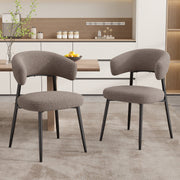 Hawsaiy Dining Chairs Set of 2/4/6, Mid Century Modern Boucle Upholstered Dining Chairs with Curved Backrest, Kitchen Dining Room Chairs with Black Metal Legs