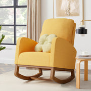 Nalupatio Rocking Chair Nursery, Reading Chair, Glider Accent Chair, Rocking Accent Chair with Wood Legs for Living Room, Bedroom Brown Coffee