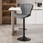 Nalupatio Modern Bar Stools Set of 2 Faux Leather Upholstered Swivel Barstools,Black