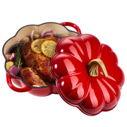 Hawsaiy 4.5 QT Pumpkin Shaped Cast Iron Dutch Oven, 360° Uniform Heating, Enameled Cast Iron Pot with Lid, Suitable for Most Stoves, Festive Cookware
