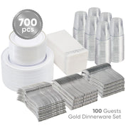 Hawsaiy 700 Pieces Gold/Silver Disposable Plastic Plates for 1000 Guests