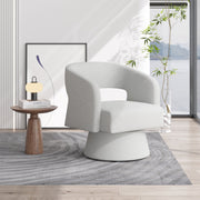 Nalupatio Swivel Barrel Accent Chair, Linen Fabric Upholstered Armchair with Wood Frame & Spring Support,Modern Comfy Lounge Sofa Chair with Round Back for Reading Living Room Bedroom,Beige