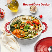 Hawsaiy Enameled Oval Dutch Oven Pot with Lid and Dual Handles, Cast Iron Dutch Oven for Cooking, Bread Baking, Non-stick Enamel Coated Cookware