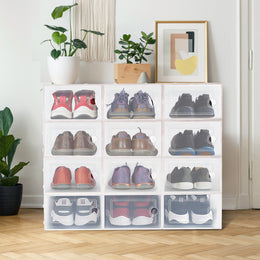 Nalupatio 12 Pieces Transparent Acrylic Patchwork Shoe Box, Easy Installation, Stackable Ventilated Shoe Cabinet, Suitable for Shoe Storage, Sturdy and Durable