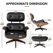 Nalupatio Lounge Chair with Ottoman, Comfy Recliner with Wide Armrest, Mid Century Modern Accent Chair with Heavy Duty Base Support for Living Room Bedroom Office (Top PU Leather)