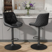 Hawsaiy Bar Stools Set of 2/4, Adjustable Swivel Counter Height Bar Stools with Back, Upholstered Modern Barstools with Diamond Stitching