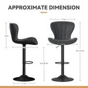 Nalupatio Modern Bar Stools Set of 2 Faux Leather Upholstered Swivel Barstools,Black