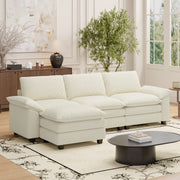 Nalupatio Sectional Sofa with Ottoman, L Shaped Modular Couch Set for Living Room, Comfy Cloud Sleeper Couch, Upholstered Furniture Corduroy Sofa Khaki