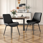 Hawsaiy PU Leather Dining Chairs Set of 2/4/6, Upholstered Kitchen Chairs with Crossed Metal Legs, Armless Side Chairs for Dining Room, Kitchen, Living Room