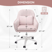 Nalupatio Daluvenix Modern Home Office Chair Upholstered Velvet Desk Chair Ergonomic Computer Task Chair Height Adjustable Swivel Vanity Chair with Wheel & Pillow Comfy Chair for Bedroom Dressing Room Beige