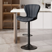 Nalupatio Modern Bar Stools Set of 2 Faux Leather Upholstered Swivel Barstools,Black