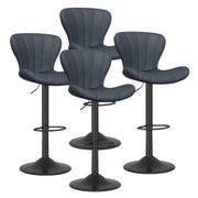 Nalupatio Modern Bar Stools Set of 2 Faux Leather Upholstered Swivel Barstools,Black