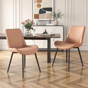 Hawsaiy PU Leather Dining Chairs Set of 2/4/6, Upholstered Kitchen Chairs with Crossed Metal Legs, Armless Side Chairs for Dining Room, Kitchen, Living Room