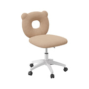 Nalupatio Bear Kids Desk Chair with Wheels& Back, Adjustable Armless Child Study Chair, Cute Teddy Fabric Office Chair, Vanity Makeup Chair for Girl & Lady in Bedroom Reading Living Room,Beige