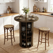 Hawsaiy Round Bar Table with Storage, 31.5