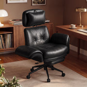 Hawsaiy Criss Cross Office Chair with Flip-Up Armrests and Headrest, 135° Reclining Executive Desk Chair with Side Pockets, Cross Legged Office Chair with Footrest & Wide Seat