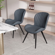Hawsaiy Modern Dining Room Chairs Set of 2/4/6, Upholstered Kitchen Dinner Chair Fabric and Curved Backrest Kitchen Chairs Dark Grey