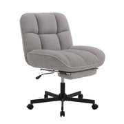 Hawsaiy Criss Cross Office Chair with Footrest, Oversized Sherpa Cross Legged Desk Chair, Height Adjustable Swivel Vanity Chair for Home Office Bedroom