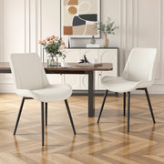 Hawsaiy PU Leather Dining Chairs Set of 2/4/6, Upholstered Kitchen Chairs with Crossed Metal Legs, Armless Side Chairs for Dining Room, Kitchen, Living Room