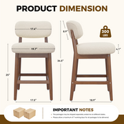 Hawsaiy Counter Height Bar Stools Set of 2/4, Mid Century Modern Boucle Barstools with Solid Wood Frame, Upholstered Kitchen Island Stools with Backrest & Footrest