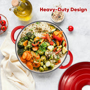 Hawsaiy Enameled Dutch Oven Pot with Lid, Cast Iron, Dual Handles for Bread Baking, Cooking, Non-Stick Enamel Coating