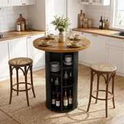 Hawsaiy Round Bar Table with Storage, 31.5