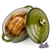 Hawsaiy Enameled Oval Dutch Oven Pot with Lid and Dual Handles, Cast Iron Dutch Oven for Cooking, Bread Baking, Non-stick Enamel Coated Cookware
