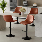 Hawsaiy Modern Swivel Bar Stools Set of 2/4, Adjustable Faux Leather Counter Height Chairs with Back for Kitchen Island