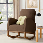 Nalupatio Rocking Chair Nursery, Reading Chair, Glider Accent Chair, Rocking Accent Chair with Wood Legs for Living Room, Bedroom Brown Coffee