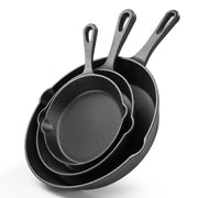 Hawsaiy 3 pcs Cast Iron Skillet Set, Pre-Seasoned Frying Pans with Single Handle, 6