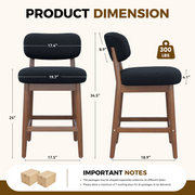 Hawsaiy Counter Height Bar Stools Set of 2/4, Mid Century Modern Boucle Barstools with Solid Wood Frame, Upholstered Kitchen Island Stools with Backrest & Footrest