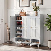Hawsaiy Shoe Cabinet with 3 Doors, 6 Adjustable Shelves, Shoe Storage Cabinet for 24–30 Pairs, Modern Farmhouse Entryway Shoe Organizer with Open Bottom Shelf