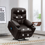 Hawsaiy PU Leather Power Lift Recliner with Massage and Heat for Elderly, Comfy Ergonomic Lounge Sofa Chair with Remote Control, 2 Cup Holders and Side Pockets