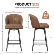 Hawsaiy Counter Height Bar Stools Set of 2/4,360° Swivel Barstools with High Back and Metal Legs,27.10