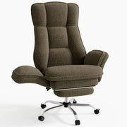 Hawsaiy Cross Legged Office Chair with Flip Armrests，Big and Tall Executive Office Chair, 135° Reclining Criss Cross Chair with Footrest & Lumbar Pillow
