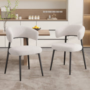 Hawsaiy Dining Chairs Set of 2/4/6, Mid Century Modern Boucle Upholstered Dining Chairs with Curved Backrest, Kitchen Dining Room Chairs with Black Metal Legs