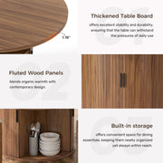 Hawsaiy Round Dining Table for 2 with Sliding Door Storage Base, Space-Saving Waterproof Scratch-Resistant Wood Top, Modern Farmhouse Kitchen Table