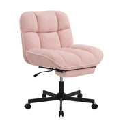 Hawsaiy Criss Cross Office Chair with Footrest, Oversized Sherpa Cross Legged Desk Chair, Height Adjustable Swivel Vanity Chair for Home Office Bedroom