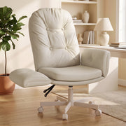 Hawsaiy Criss Cross Office Chair with Flip-Up Arms, Ergonomic Cross Legged Desk Chair, PU Leather Executive Computer Chair, 135° Reclining Plush Cushion, Pet-Friendly