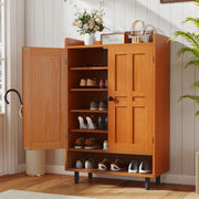 Hawsaiy Entrance Shoe Cabinet with Doors, 6-Tier Farmhouse Shoe Storage Organizer with Adjustable Shelves, Holds 18-24 Pairs, Entryway Shoe Rack Cabinet with Metal Legs