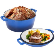 Kerilyn 2-in-1 Heavy-Duty Cast Iron Dutch Oven Pot - Kitchen & Dining Essential for Bread Baking, Cooking, Stewing - Nonstick, Oven Safe Up to 500°F, Dual Handles, Works on All Stovetops, Easy Cleaning, Durable Construction enamel cast iron Enamel