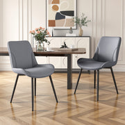 Hawsaiy PU Leather Dining Chairs Set of 2/4/6, Upholstered Kitchen Chairs with Crossed Metal Legs, Armless Side Chairs for Dining Room, Kitchen, Living Room