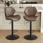 Hawsaiy Swivel Bar Stools Set of 2/4, Adjustable Height Faux Leather Bar Stools with Back, Double-Layer Upholstered Counter Height Bar Chairs for Kitchen Island